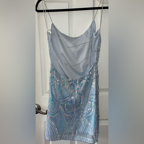Windsor Blue Sequin Dress Large - Picture 3 of 3
